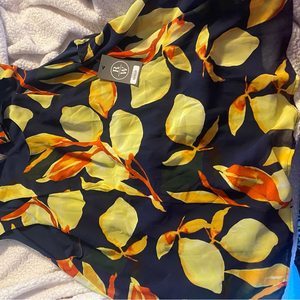 Zara Navy Blue Floral Blouse